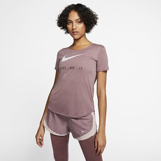 Top Nike Maneca Scurta Running Dama Albi | TAVX-41359